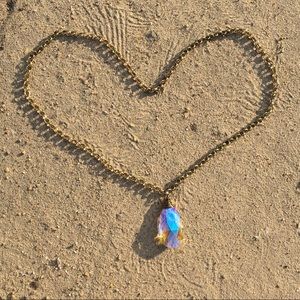 Long necklace.  Handmade.  Fun and elegant!