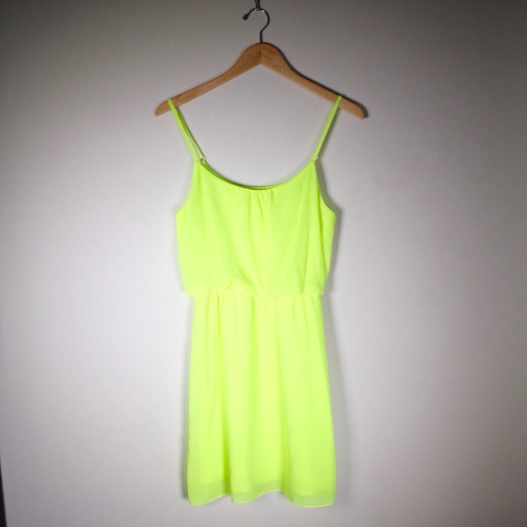 Neon Yellow Spaghetti Strap Dress