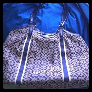 Coach hand crafted blue and gray purse