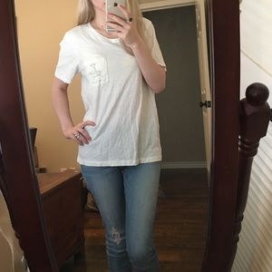 J. Crew Gold Embroidered Pocket Tee