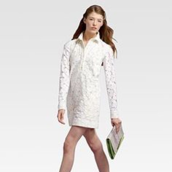 Authentic DVF timeless white collared shift