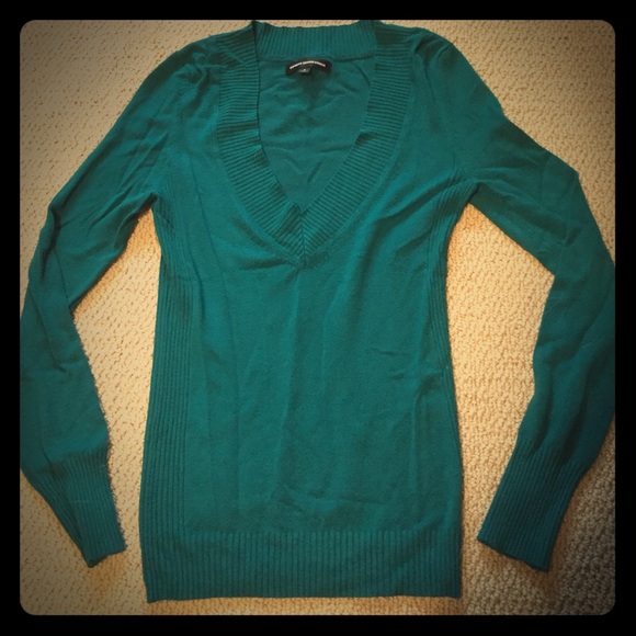 Express Teal V-Neck Sweater