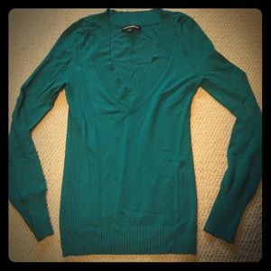 Express Teal V-Neck Sweater
