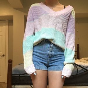 baby pastel cute vintage vneck sweater