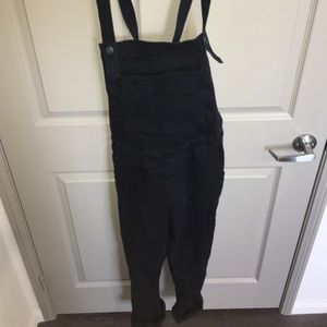 Free People Black Denim Overalls