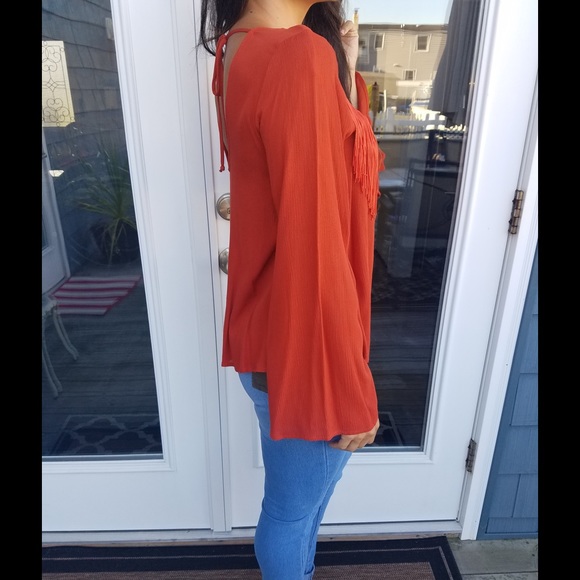 LAST M❗️Orange fringe top - Picture 3 of 4