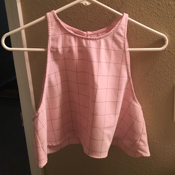 American Apparel Pink Grid Top