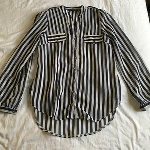 blue and white stripes blouse