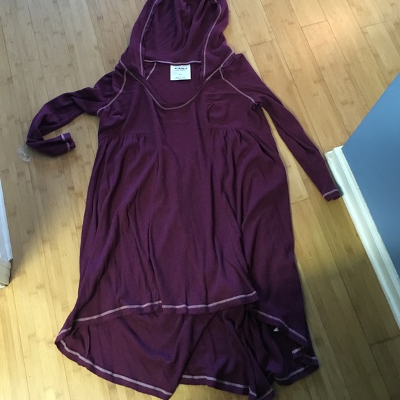 free people thermal hooded hi-lo dress