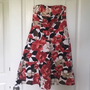 White House Black Market strapless floral dress