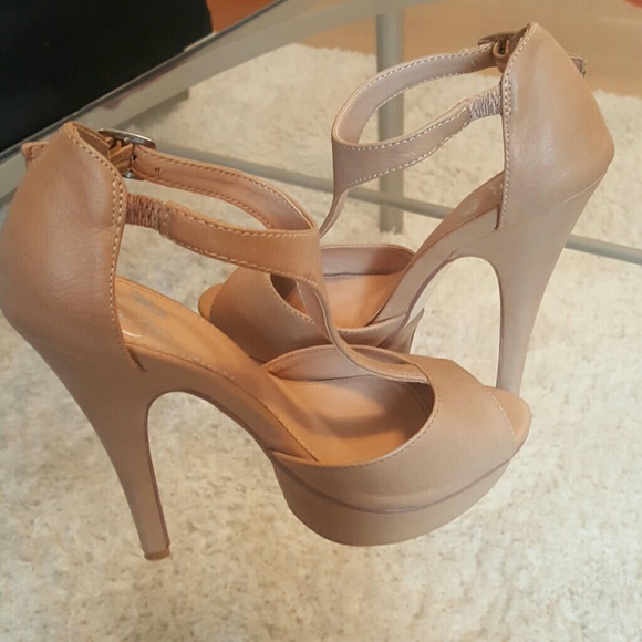 Tan platform heels