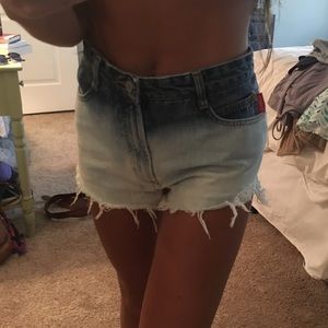 Dip dyed high waisted shorts