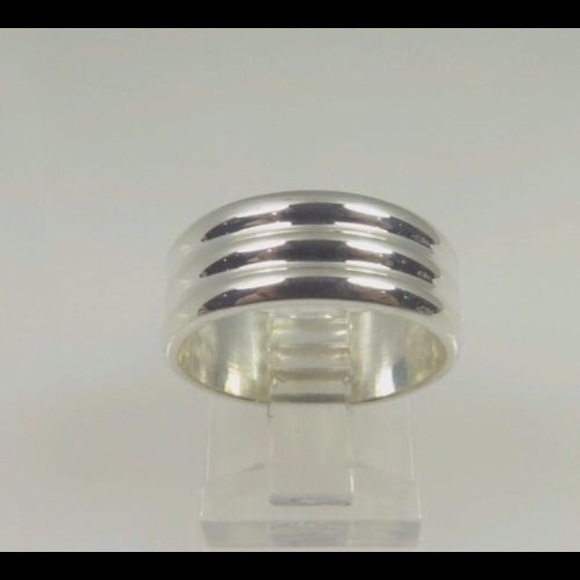 Sterling Silver Three Row Comfort Fit Band Ring