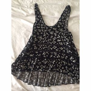 Black and white floral tank
