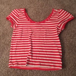 Red and white striped crop top