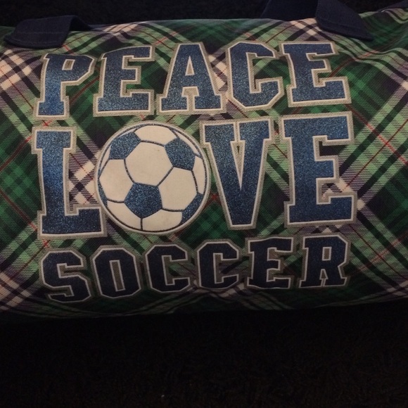 Peace Love Soccer duffle bag