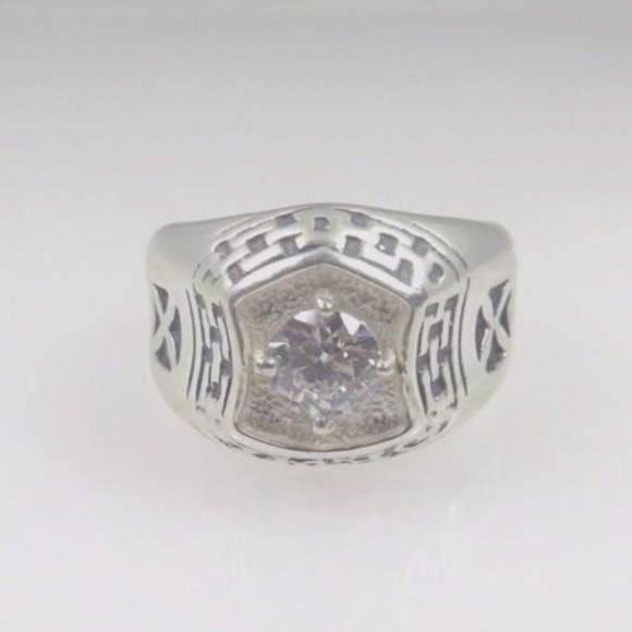 Sterling Silver Men's Ring With CZ Stone