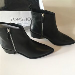 NWT Black Real Leather Booties from Topshop
