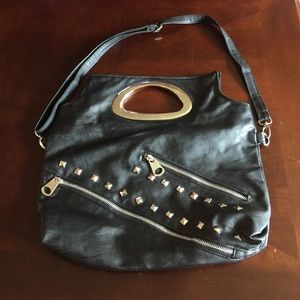REDUCED Black clutch studded faux leather bag