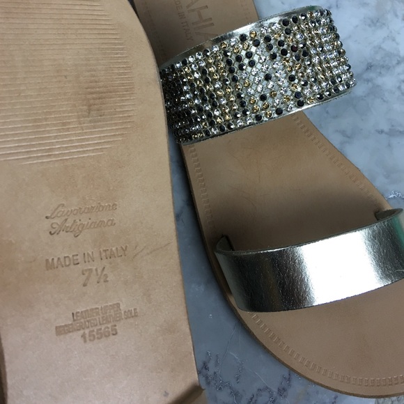 Bahia leather gold crystal blingy glitz sandals - Picture 4 of 4