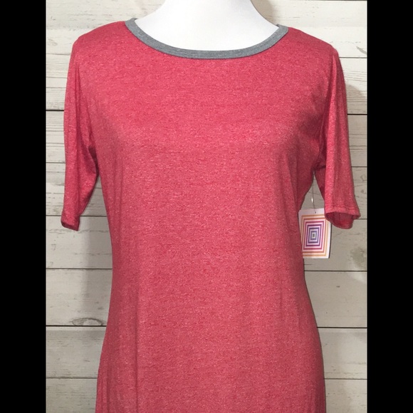 Lularoe L Julia Heathered Red w/Gray trim