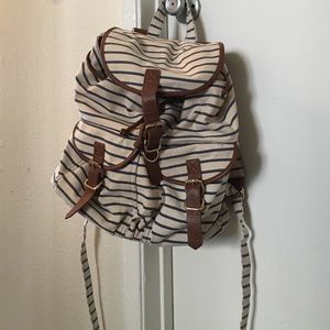 Beige and blue striped backpack from F21!