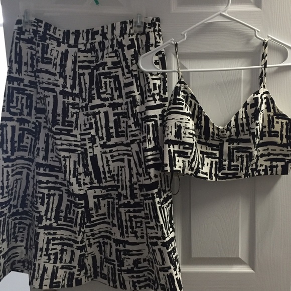 Two piece black and white skirt set (forever 21)