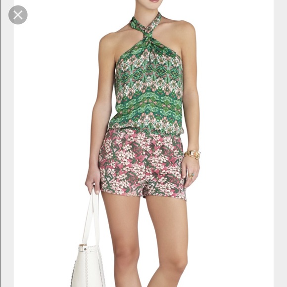 BCBG Casli Printed Halter Romper