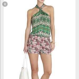 BCBG Casli Printed Halter Romper