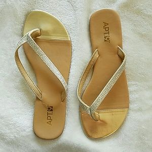 Gold flip flops