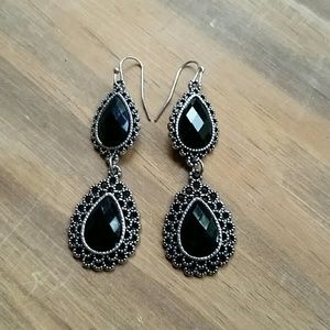 Antique looking silver and black earrings