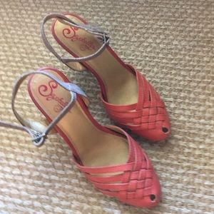 Seychelles ankle strap heels.