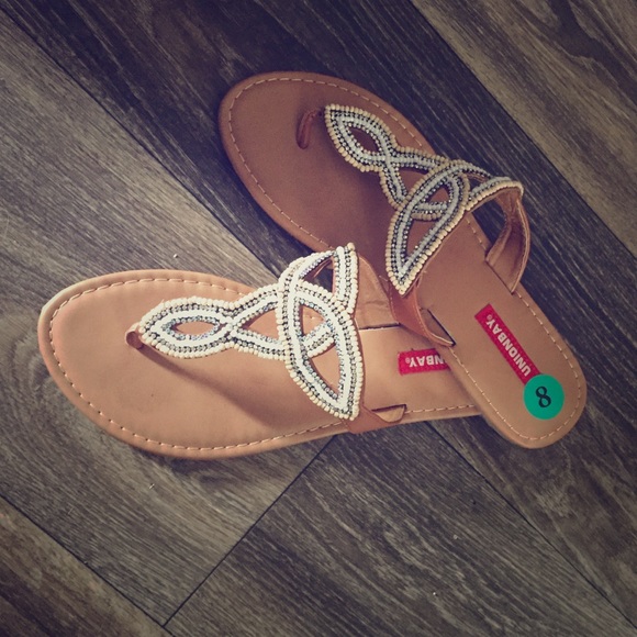 Beaded backless sandals