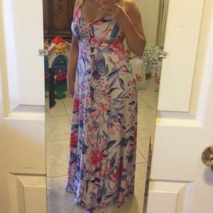 Jennifer Lopez spaghetti strap maxi dress.