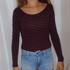 Red and Black striped bodysuit