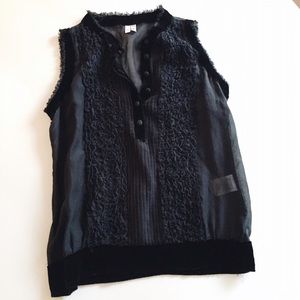 Joie raw silk and velvet top