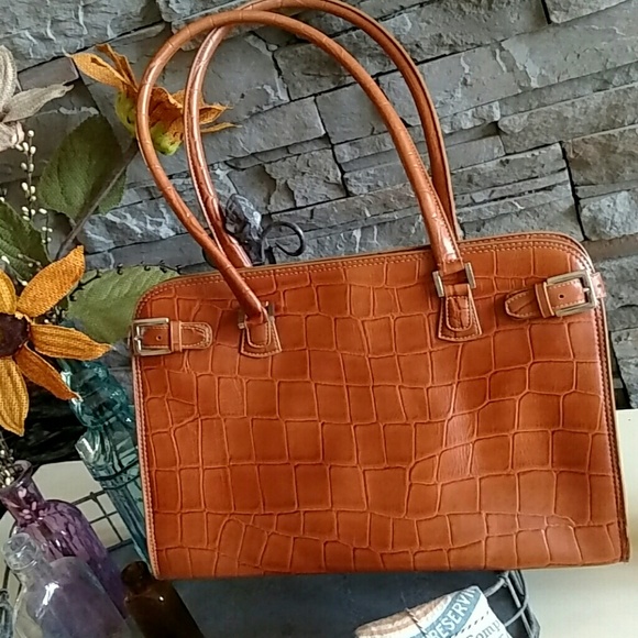 Tan Large Satchel, Faux Leather
