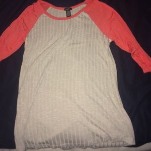 Rue21 Pink & gray Cotton-Ribbed Top
