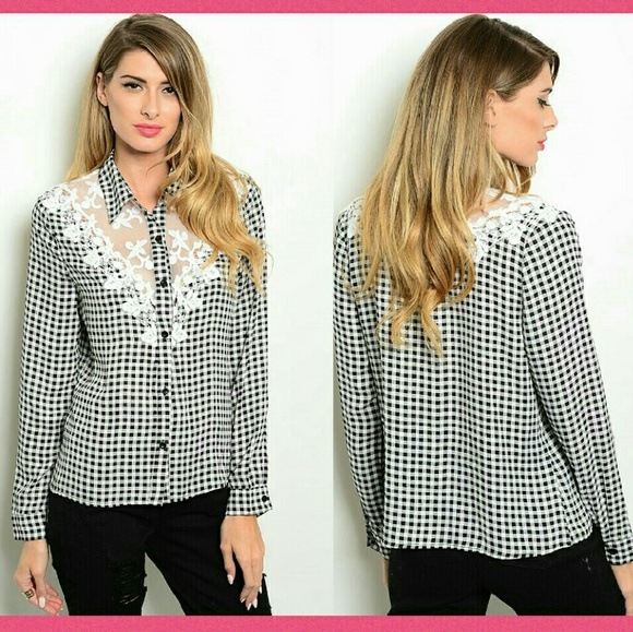 LACEY CHIFFON CHECKER TOP - Picture 7 of 7