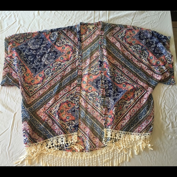Boho sheer kimono cover-up