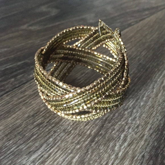Gold beaded cuff - Picture 2 of 2