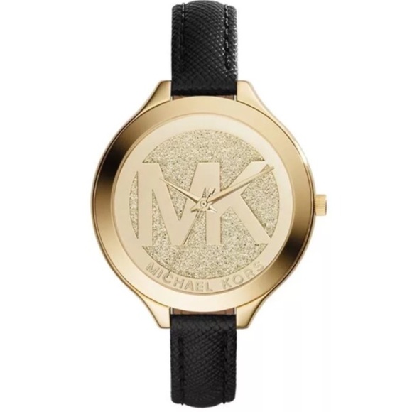 Michael Kors slim runway MK logo black band watch - Picture 4 of 4