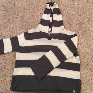 Roxy Oversized Grey and White Striped Sweater