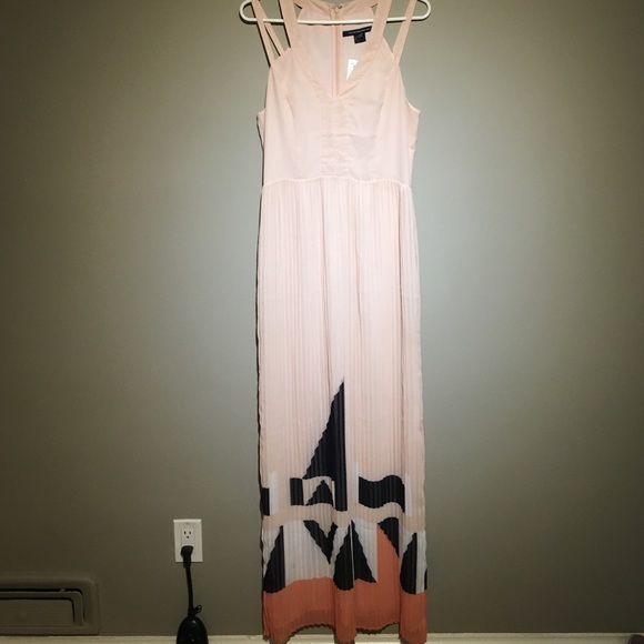 Pleated chiffon maxi dress