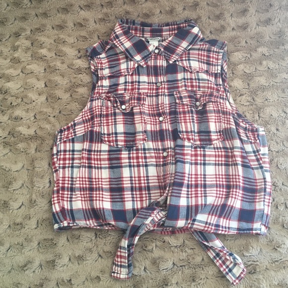 Plad blue and red crop top