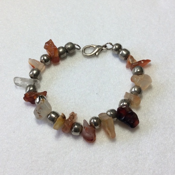 Handmade Jewelry - ❤️ $12 Mexican Silver Bead & Rough Agate Chunk Bracelet