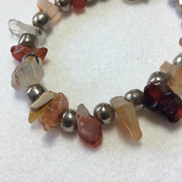 FINAL SALE PRICE Mexican Silver Bead & Rough Agate Chunk Bracelet - Picture 2 of 3
