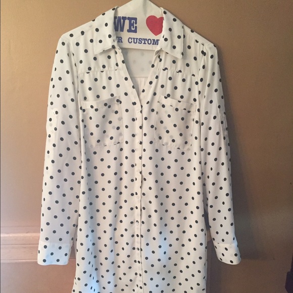 Express polka dot portofino shirt dress