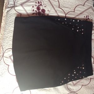 Mini black skirt with studs