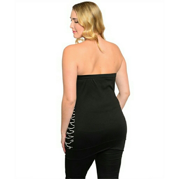Plus Black & White Strapless Top - Picture 2 of 4